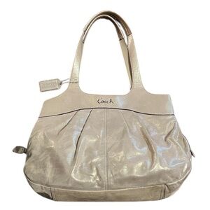Coach Shimmering Lexy Satchel Bag in Metallic Champagne Color